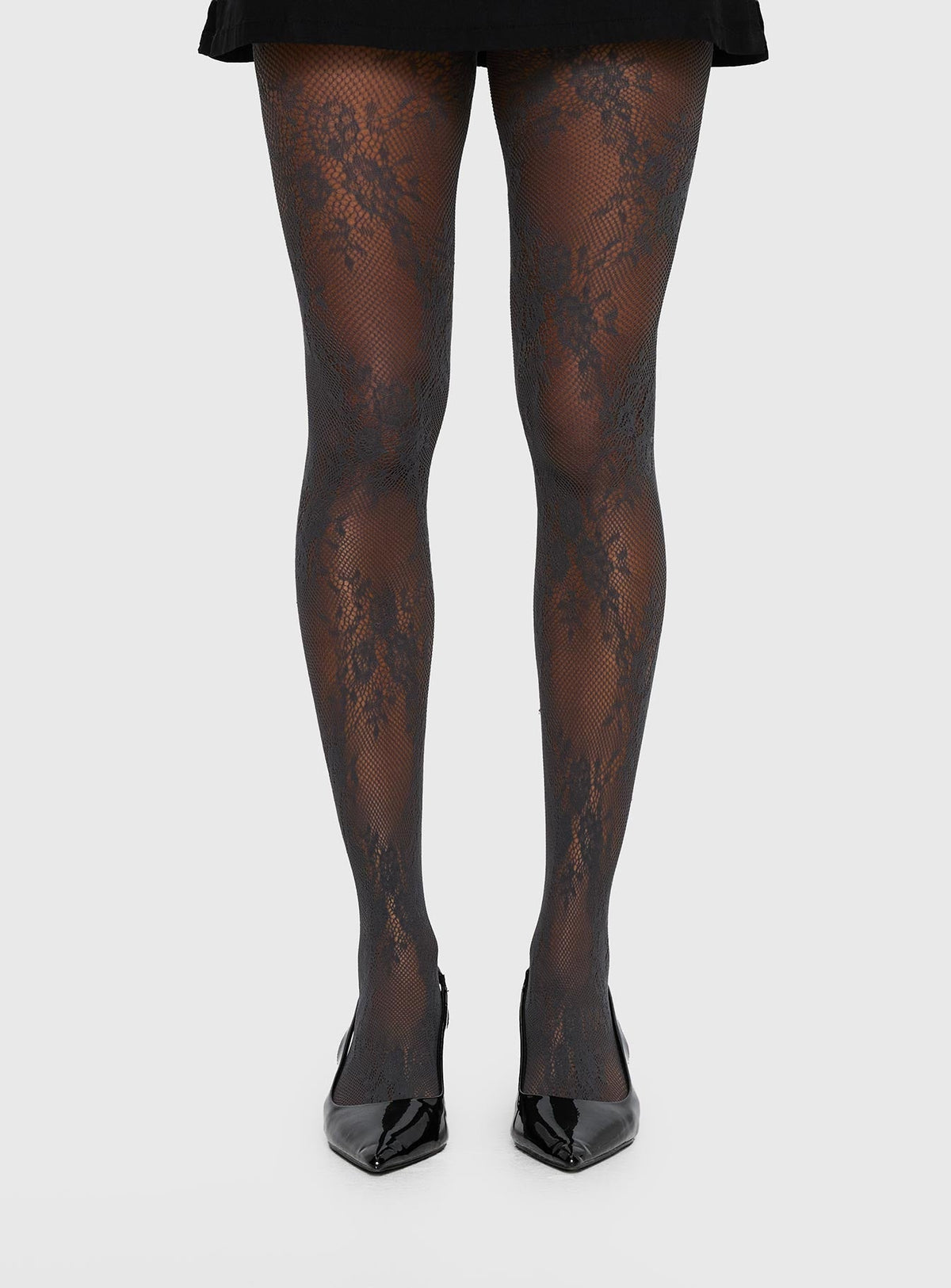 Marigolde Sheer Lace Tights Grey