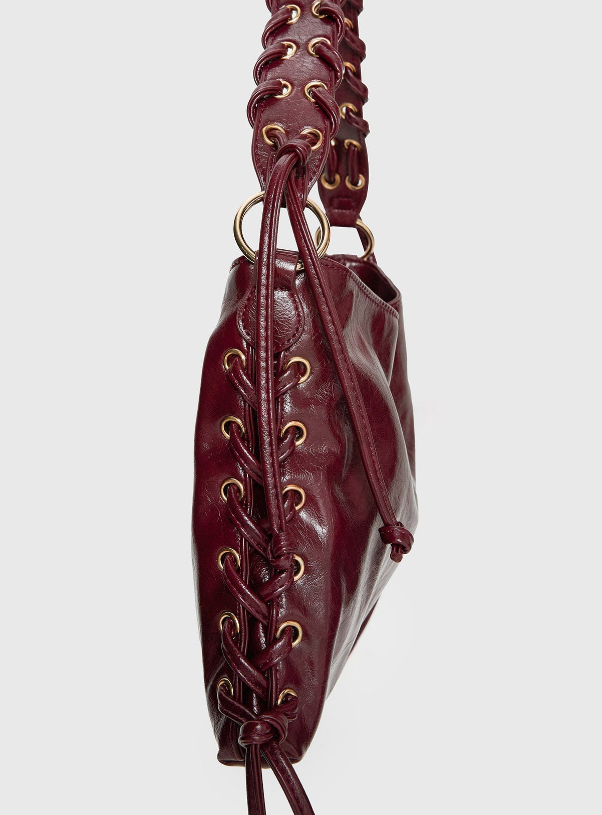 Amadea Tie Detail Shoulder Bag Burgundy