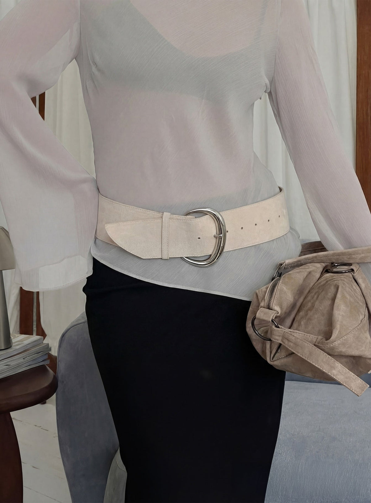 The Other Side Belt Beige / Silver